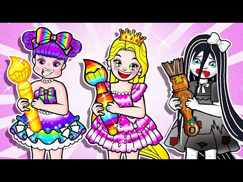 Paper Doll Dress Up - Rich vs Poor Fashion Contest for Princess Elsa and Rapunzel - Rapunzel Family