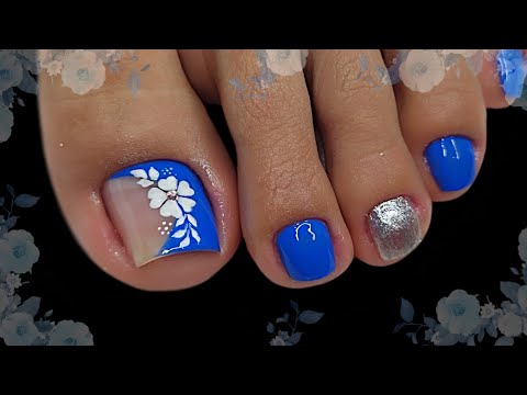 IDEA DE UÑAS SUPER LINDAS CON TONO AZUL 💙| DISEÑO DE UÑAS PARA PIES 🦶🏼💅😍