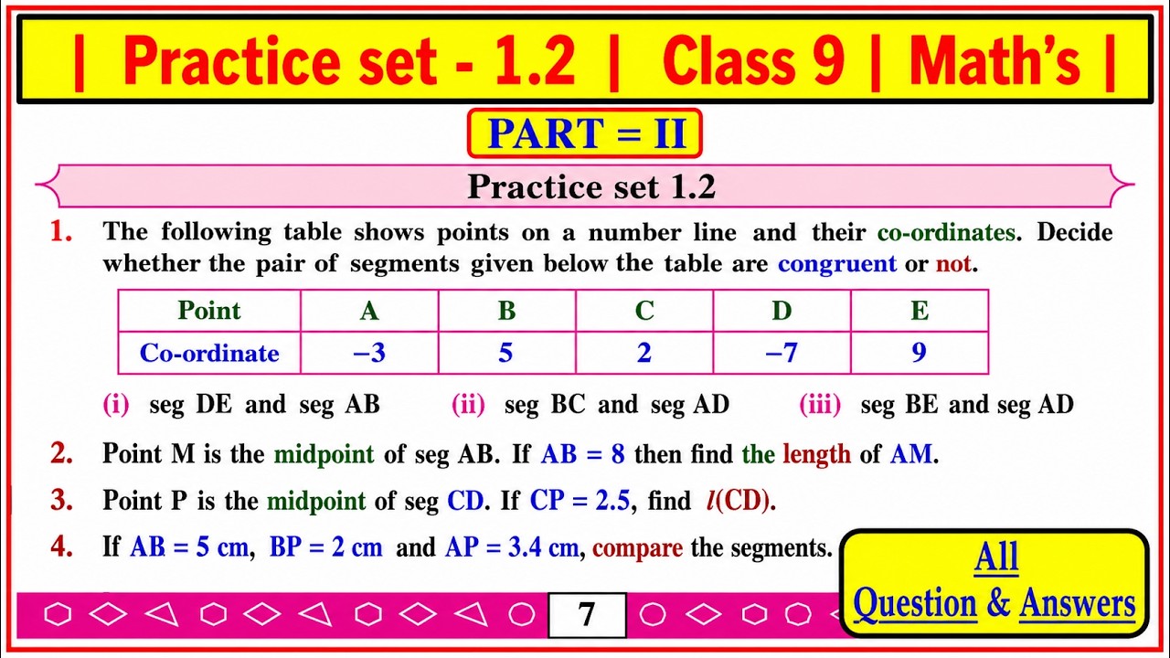 Practice set 1.2  class 9 maths Part 2 Basic Concepts in Geometry std 9 math