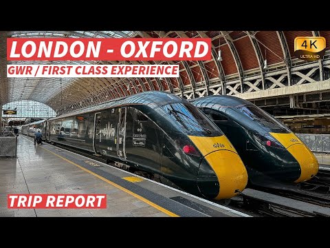 【4K】London Paddington to Oxford - GWR 1st Class Experience - With Captions【CC】