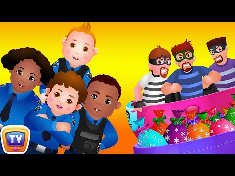 ChuChu TV Police Chase Thief in Railroad Police Car & Save Giant Surprise Eggs Toys, Gifts for Kids