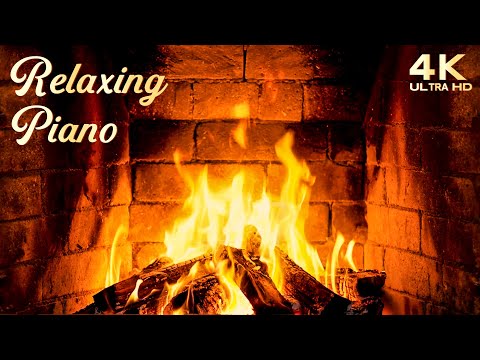 🔥 Crackling Fireplace & Relaxing Piano Music Ambience - Warm and Cozy Study Music Ambience