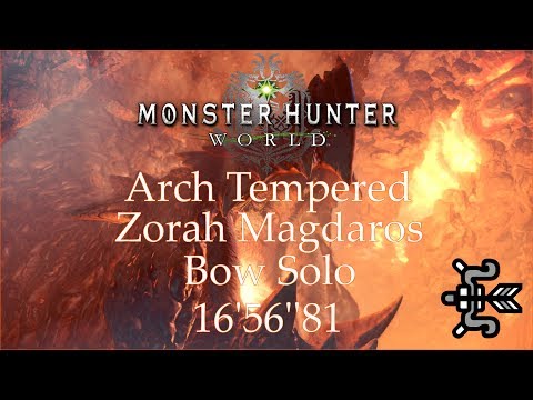 Monster Hunter World | Arch Tempered Zorah Magdaros | Bow Solo | 16'56''81