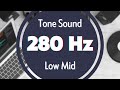 Pure Sound 280 Hz. Test Tone Signal. Sine Waveform. Low MID