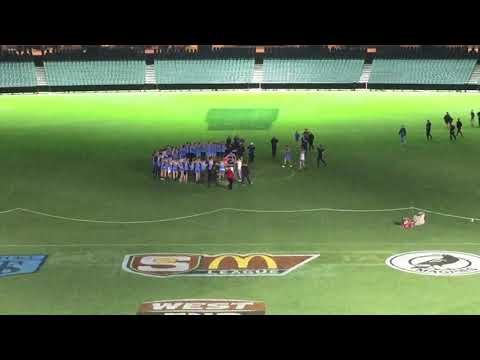 Sturt celebrate the 2017 Premiership in the middle of an empty Adelaide Oval
