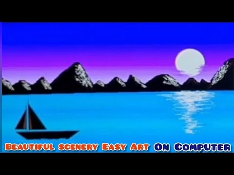 How to draw a beautiful sunset gradient effect on Microsoft pain tutorial step by steps / master kid