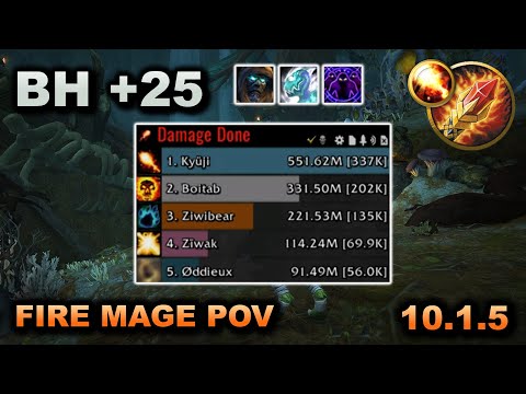 337k Overall Fire Mage 10.1.5 Dragonflight Season 2 - Brackenhide Hollow +25 Tyrannical