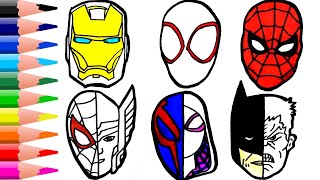 How to draw Super heros Marvels - FACES - Spider-Man: across - Ironman