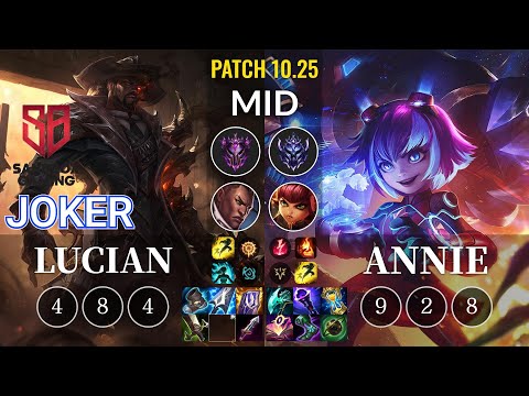 SB joker Lucian vs Annie Mid - KR Patch 10.25