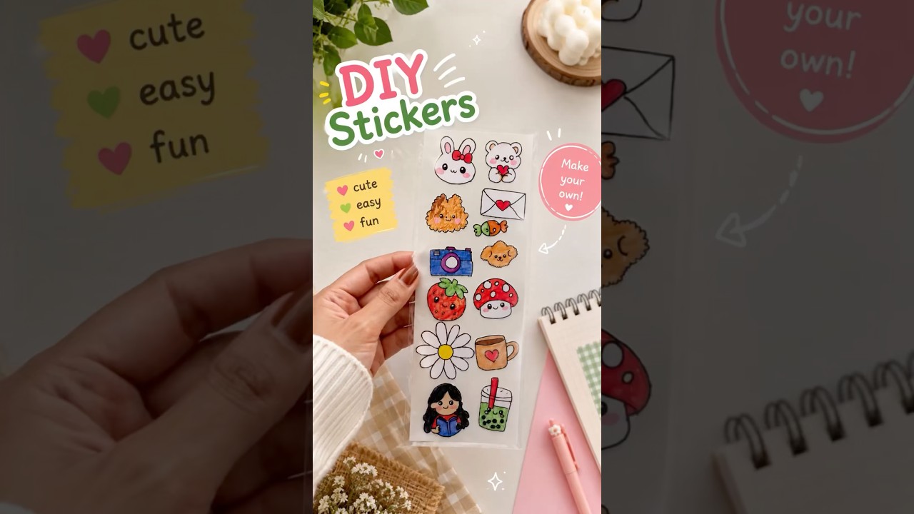 🎀✨DIY Cute Stickers 😍✨ | Easy Sticker Making Idea 💕|It’s me Hana#journalstickers#shorts