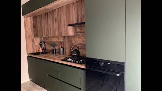 Прямая зелёная кухня в стиле лофт Проект 24 фото 3