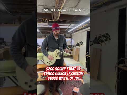 EXTREMELY Cheap vs Expensive Guitar $200 Squier Strat vs. $5,800 Gibson LP Custom #rhcp #fyp #squier