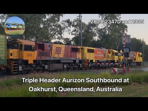 Triple Header Aurizon Southbound at Oakhurst, Queensland, Australia