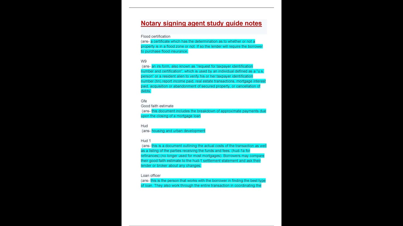 Notary signing agent study guide ; A+ Score Guide Solution; Updated