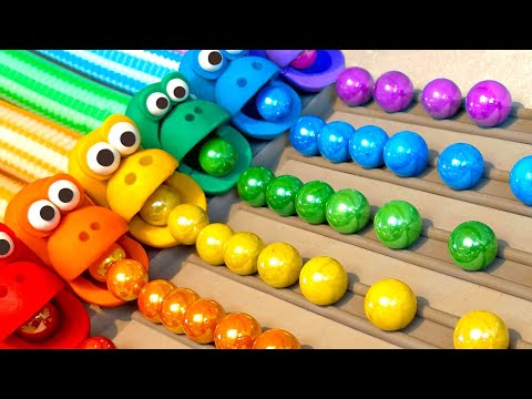 Marble Run Race Plasticine Monkeys ASMR Pop Tubes