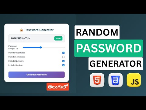 Random Password Generator Using Html Css Javascript In Telugu Beginner Javascript Project