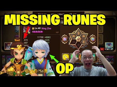 Summoners War - XING ZHE MISSING RUNES and OP WOOSA 1v1 KARNAL