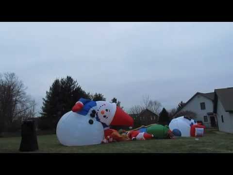 20ft Inflatable Snowman Inflating with Mounted Camera!