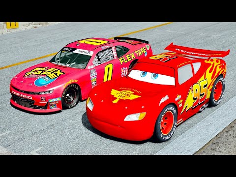 Lightning McQueen Piston Cup vs Nascar Chevrolet 2021 - Drag Race 10 km