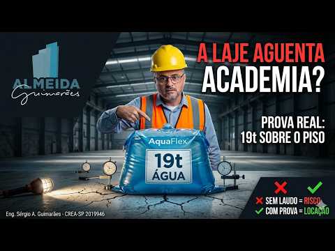 Prova de carga com 19 toneladas de água certificando galpão para academia, indústria e e-commerce