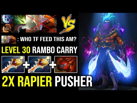 ONE MAN CARRY 2x Double Rapier Anti Mage Non-stop Pusher 1k GPM Vs Blade Master Juggernaut DotA 2