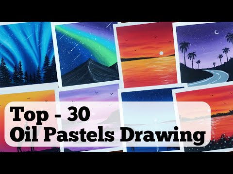 30 Easy Oil Pastels Drawing for Beginners | Nature Drawing for Beginners | Naveen Art