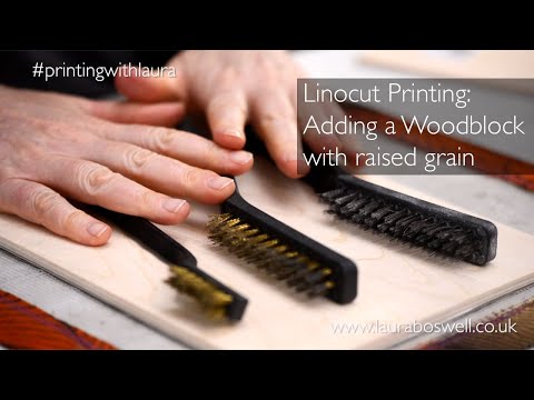 Linocut Printing: Adding a woodblock with raised grain