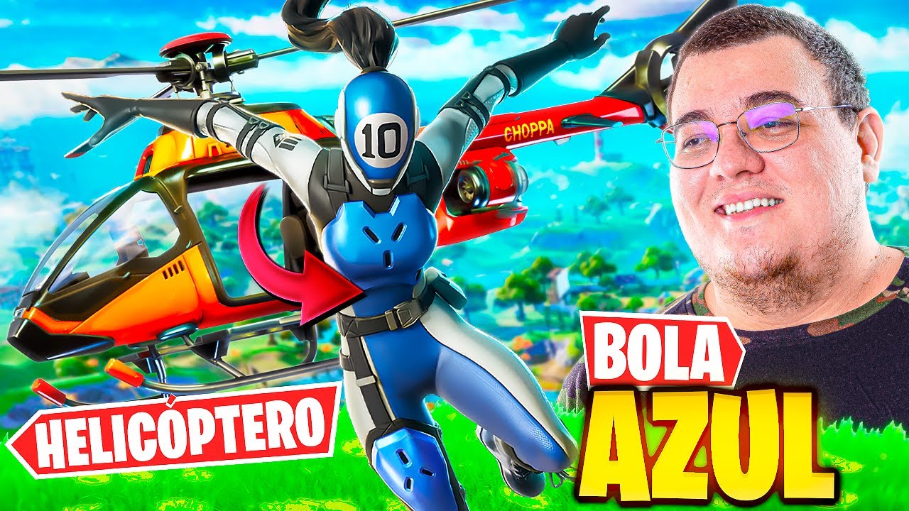 A PLAY DO HELICOPTERO COM A NOVA SKIN BOLA AZUL FOI TOP !!! FORTNITE TEMPORADA REMIX OG 2