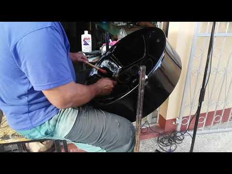 Black painted Double Tenor pan.