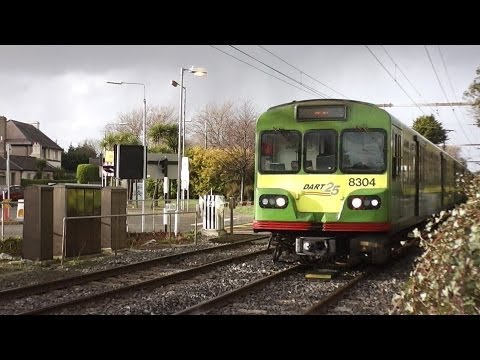 Merrion Gates Level Crossing - Dart Trains 8304 and 8337