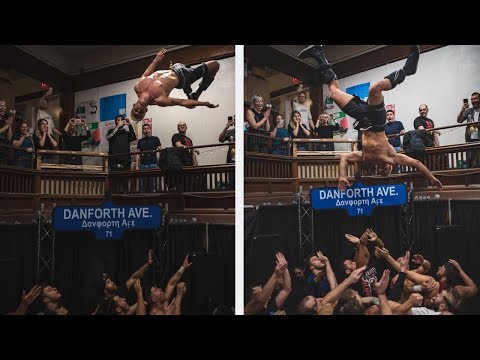Channing Decker Backflips Off The Balcony | Greektown Wrestling