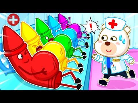 Rainbow Crayons at the Hospital 🚑🌈 | Doctor Bear Rescue | Bearee KID House