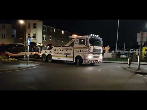 Here is the stagecoach bus 47864 in Aldershot being towed by a recovery truck Friday 18 March 2022