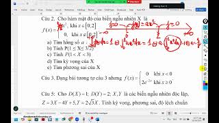 Ôn thi xác suất - thống kê, chương 2, hk1-25-26