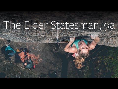 Matilda Söderlund climbing The Elder Statesman 9a