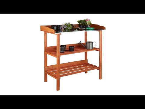 Oppottafel met metalen plaat oranje - staal - 92 x 88 x 42 cm