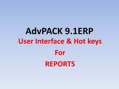 UI & Hot Keys for Reports