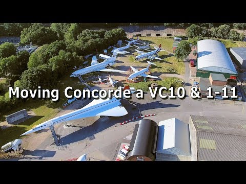 Re-positioning Concorde, a BAC 1-11 and a VC10 Fuselage at Brooklands Museum