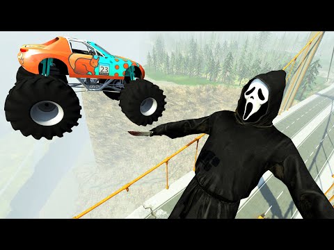 Jumping Cars through Ghostface - BeamNG.Drive