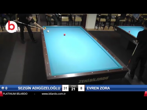 SEZGİN ADIGÜZELOĞLU & EVREN ZORA Bilardo Maçı - PLATINUM BİLARDO - 2018 CUMHURİYET TURNUVASI-2.TUR