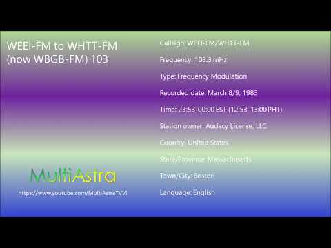 WEEI-FM switchover to WHTT-FM 103.3 (March 8 & 9, 1983)