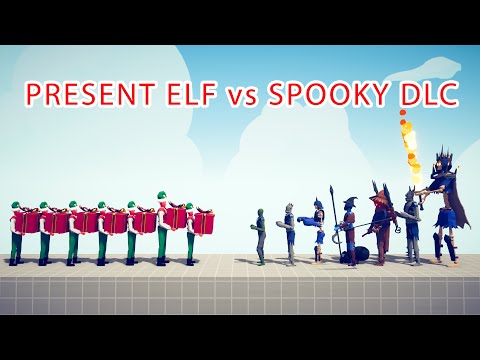 PRESENT ELF Team vs SPOOKY DLC Team - Totally Accurate Battle Simulator TABS