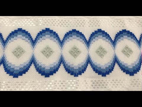 #81 Ponto Reto e Ponto Ilhós Diamante em tons de azul e cinza