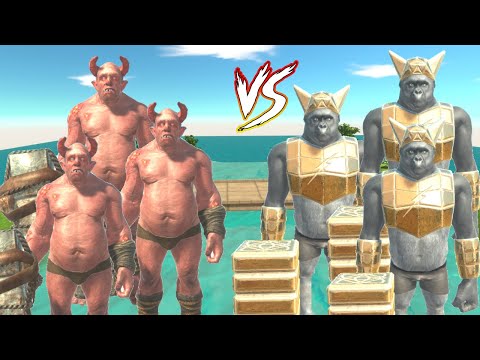X3 PRIMATES VS 3X INFENALS IN THE DEATH WATER!   ANIMAL REVOLT BATTLE SIMULATOR
