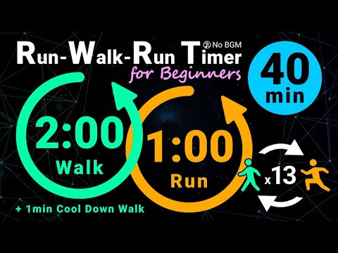 39-Minute Run-Walk-Run Timer: 2min Walk / 1min Run (No Music)