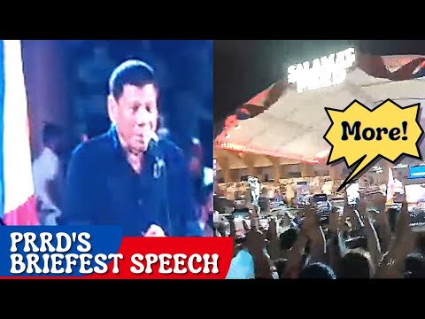 PRRD's Briefest Speech | The Crowd Yelled for More | Salamat PRRD Concert | A Thanksgiving for PRRD