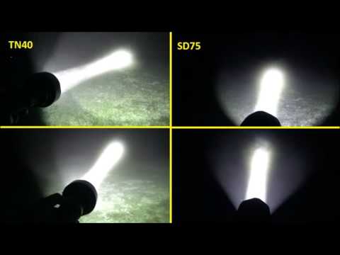 Lumintop SD75 VS. Thrunite TN40 - Flashlight Shootout Video