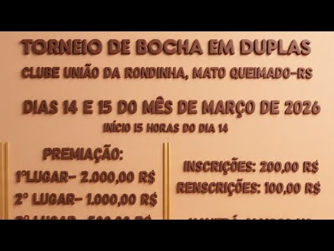 Torneio de bocha Clube união Rondinha - Mato Queimado, RS.