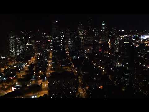 view from the top of the Seattle Space Needle at night