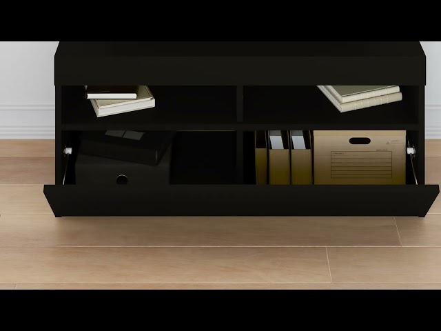 Video teaser for 804383 vidaXL TV Cabinet with LED Lights Black 90x35x40 cm